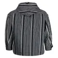 izzue striped hooded shirt jacket - Black