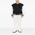izzue text-embroidered two-tone design bomber jacket - Black