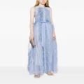 Huishan Zhang Beau feather-trim sleeveless organza gown - Blue