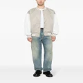 izzue text-embroidered two-tone design bomber jacket - Neutrals
