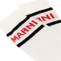Marni contrast-trim intarsia-knit logo socks - White
