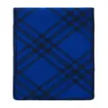 Burberry logo-patch checked wool scarf - Blue