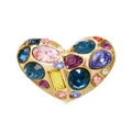 Oscar de la Renta gemstone heart clip-on earrings - Gold