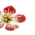 Oscar de la Renta small hand-painted floral-motif earrings - Red