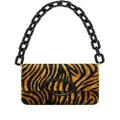Oscar de la Renta tiger-print leather shoulder bag - Brown