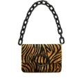 Oscar de la Renta tiger-print leather shoulder bag - Brown