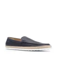 Tod's raffia-trimmed leather loafers - Blue