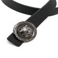 Just Cavalli Tiger Head-buckle leather belt - Black