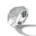 David Yurman sterling silver Torqued diamond signet ring