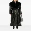 Magda Butrym faux-fur collar leather belted coat - Black