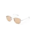 Montblanc logo-print oval-frame sunglasses - Silver