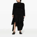 Yohji Yamamoto ruffle-detail asymmetric coat - Black