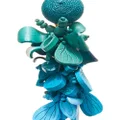 Oscar de la Renta wooden flower cluster earrings - Blue