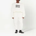 Miu Miu logo-embroidered distressed cotton sweatshirt - White