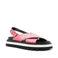 Moschino logo-print leather platform sandals - Pink