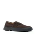 Tod's logo-stamped suede penny loafers - Brown