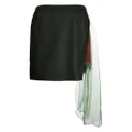 Kolor draped-panel wool pencil skirt - Green