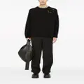Jil Sander floral-appliqué crew-neck wool jumper - Black