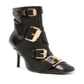Moschino 105mm buckle-detailing leather ankle boots - Black