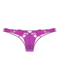 Fleur Du Mal Rose embroidered bikini briefs - Purple