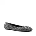 Tory Burch Georgia tweed ballerina shoes - Silver