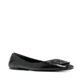 Tory Burch Gerogia Pavé leather ballerina shoes - Black