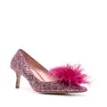 Kate Spade 80mm feather-detailing glitter pumps - Pink
