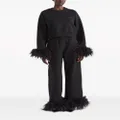 Prada feather-trim cotton sweatshirt - Black