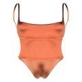 Isa Boulder backless satin one-piece swimsuit - Orange