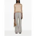 Theory felted-finish striped jumper - Neutrals