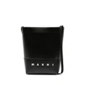 Marni logo-print faux-leather crossbody bag - Black