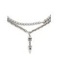 Alexander McQueen Skull pearl-embellished stud necklace - Silver