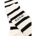 Marni instarsia-knit logo ribbed socks - White
