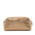 Love Moschino logo-plaque crystal-embellished make up bag - Gold