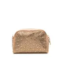 Love Moschino logo-plaque crystal-embellished make up bag - Gold