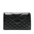 Versace Greca-plaque diamond-quilted leather wallet - Black