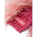 Miu Miu feather-detail cashmere scarf - Pink