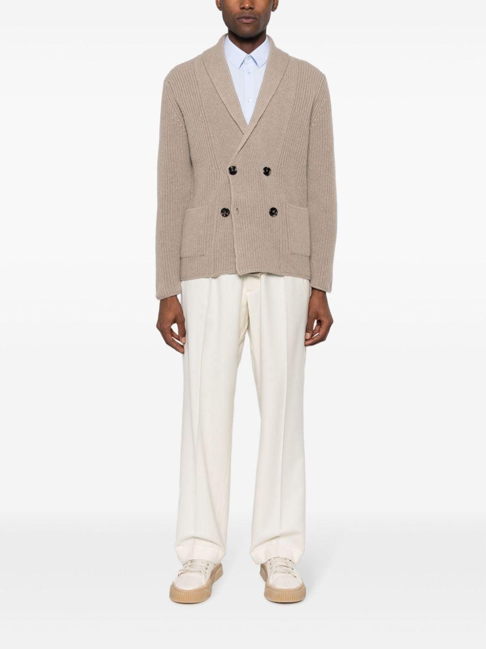 Dell'oglio shawl-lapel double-breasted wool blend cardigan - Neutrals