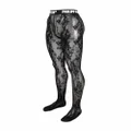 Philipp Plein floral-lace logo-waistband tights - Black