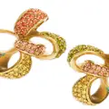 Oscar de la Renta large Clover crystal-embellished clip-on earrings - Gold