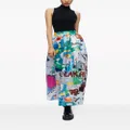 alice + olivia x Basquiat Tina graphic-print maxi skirt - Blue