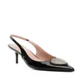 Love Moschino 80mm crystal-embellished leather pumps - Black