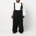 Yohji Yamamoto drop-crotch wool suspender trousers - Black