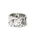 Alexander McQueen Seal logo-engraved chain ring - Silver