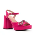 Love Moschino 130mm logo-plaque bow sandals - Pink