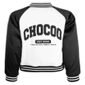 CHOCOOLATE logo-appliqué satin bomber jacket - White