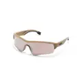 BOSS logo-embossed biker-style frame sunglasses - Neutrals