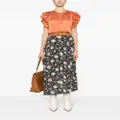 Ulla Johnson Elli plissé-effect satin blouse - Orange