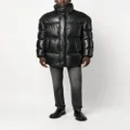 Emporio Armani leather padded down coat - Black