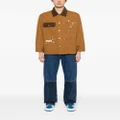 izzue logo-embroidered cotton shirt jacket - Brown